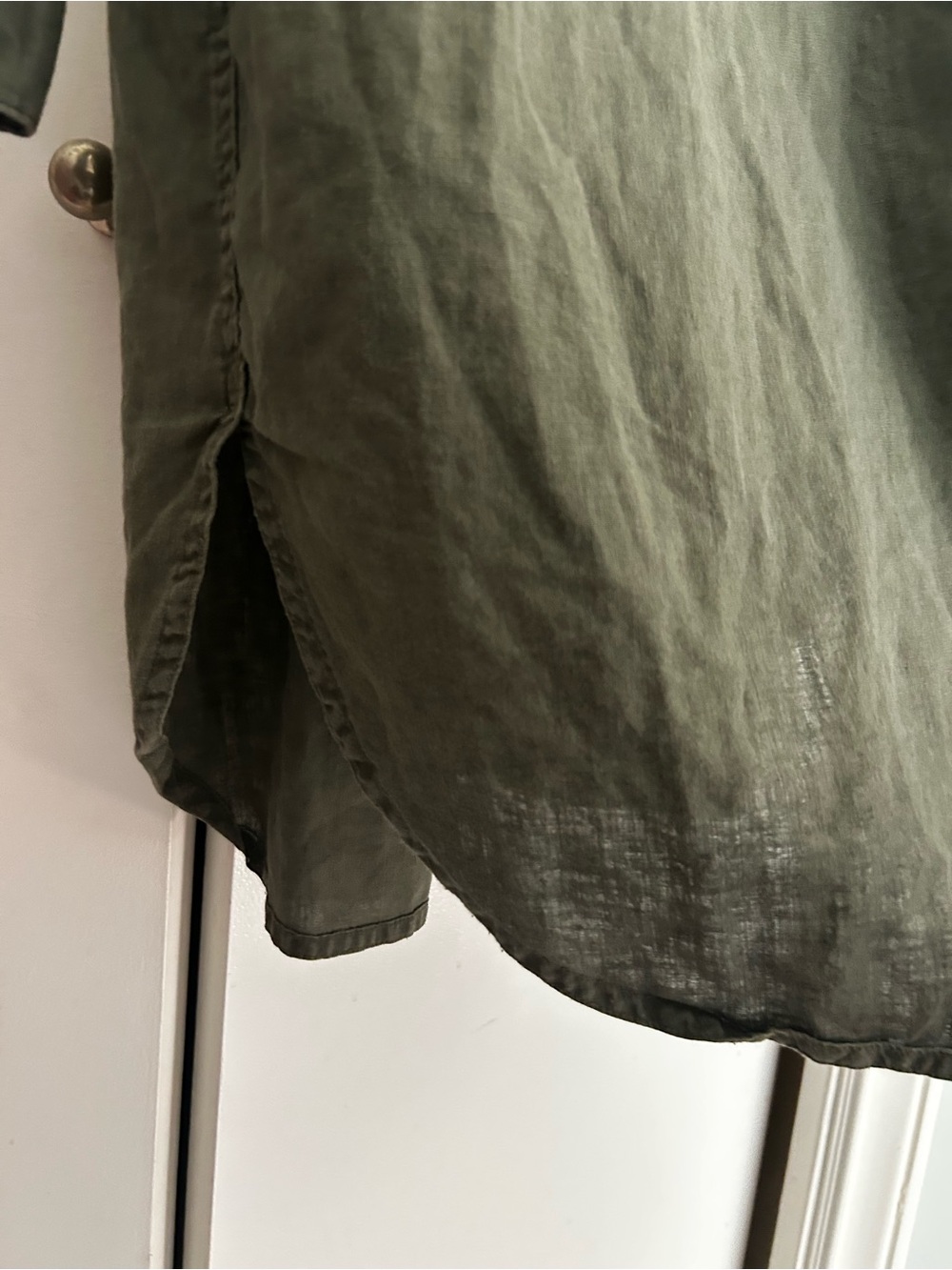Olive Green Long Button-Up Women’s Shirt - Picture 9 of 11